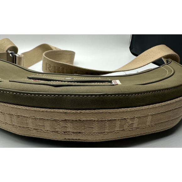 True Religion Hobo Crossbody W/ Adjustable Logo Strap Zip Top Olive Green Boho - Picture 3 of 9